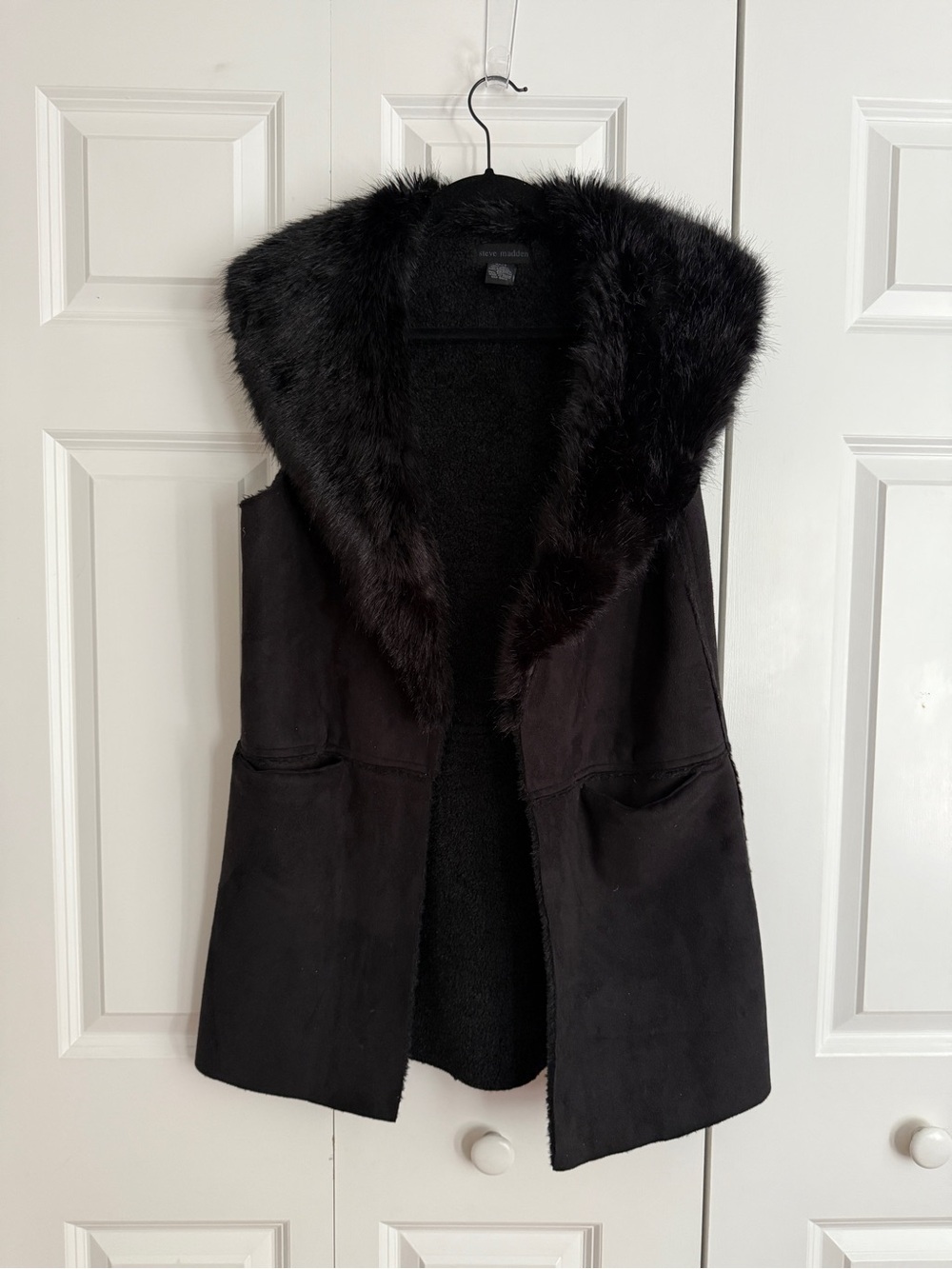 Steve Madden Faux Fur Suede Open-Front Vest